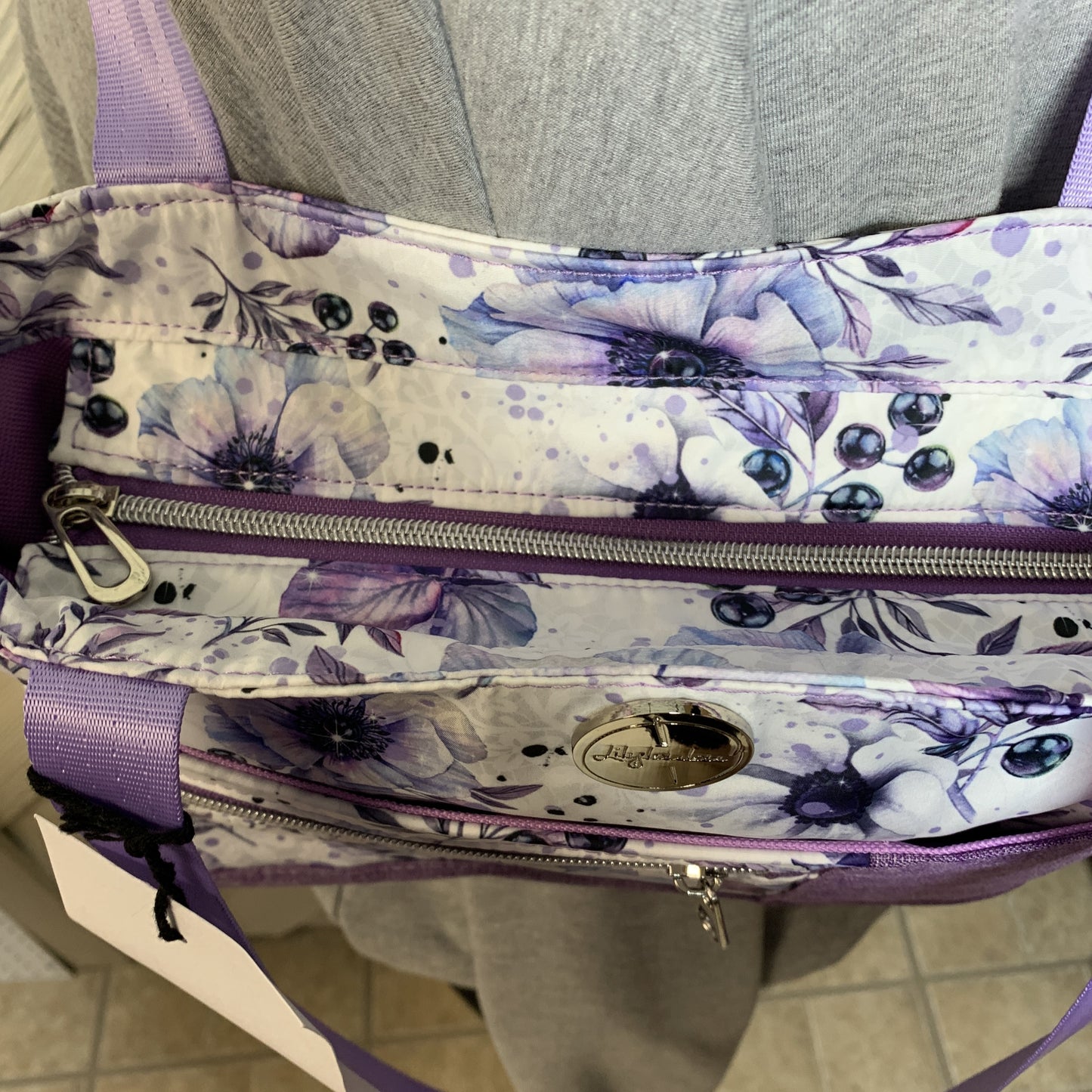 Purple Floral Tote Bag