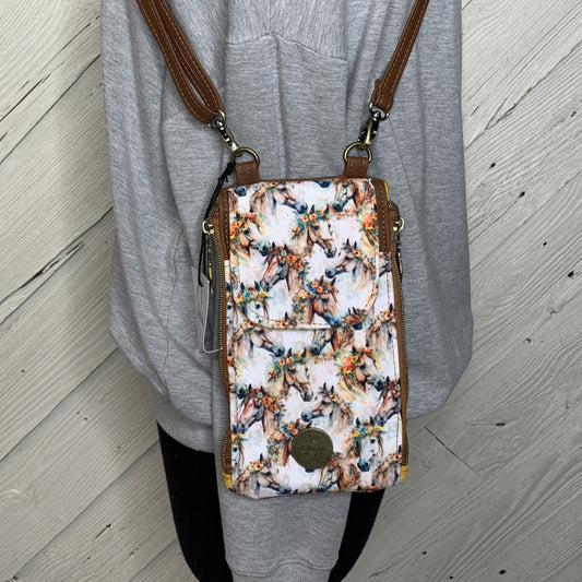 Clutch Crossbody Bag with a Horse Floral Pattern