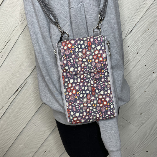 Clutch Crossbody Bag with a Floral with Ladybugs Pattern