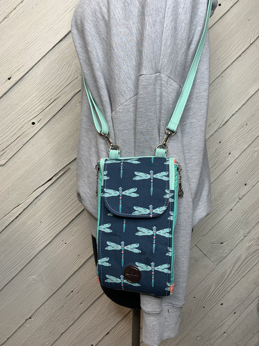 Clutch Crossbody Bag with a Dragonfly Pattern