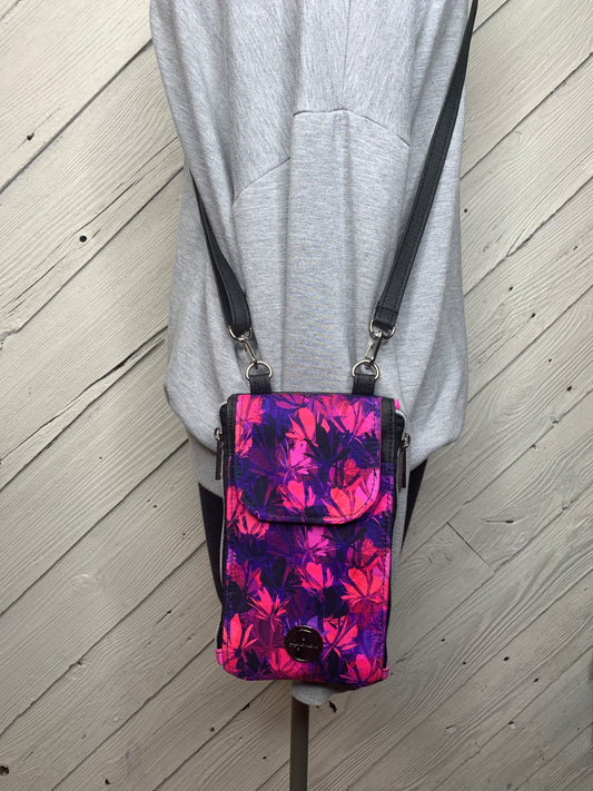 Clutch Crossbody Bag with a Pink and Purple Floral Pattern