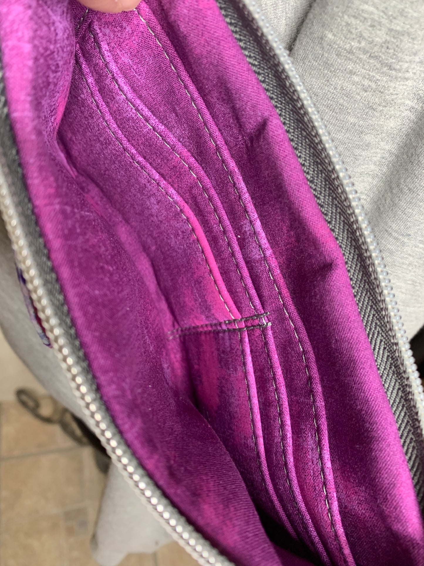 Clutch Crossbody Bag with a Purple Floral Pattern