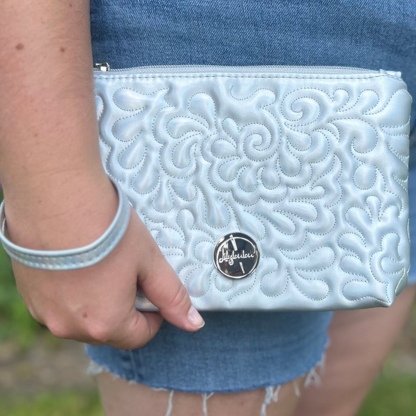 Shimmery Silver Wristlet