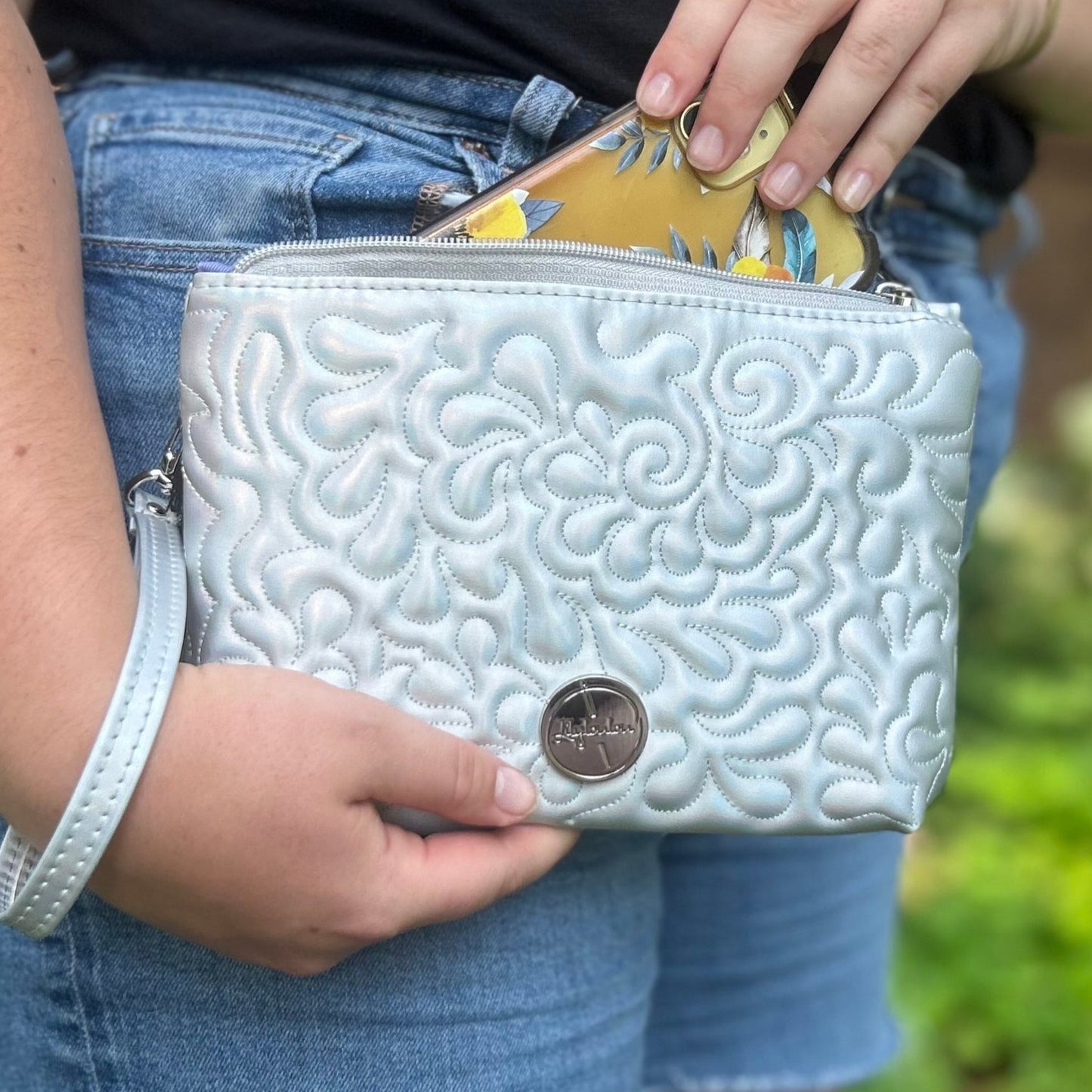 Shimmery Silver Wristlet