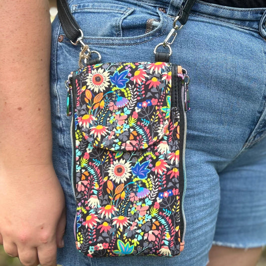 Clutch Crossbody Bag with a Flower Pattern