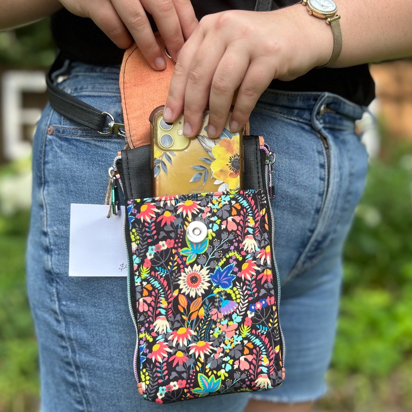 Clutch Crossbody Bag with a Flower Pattern