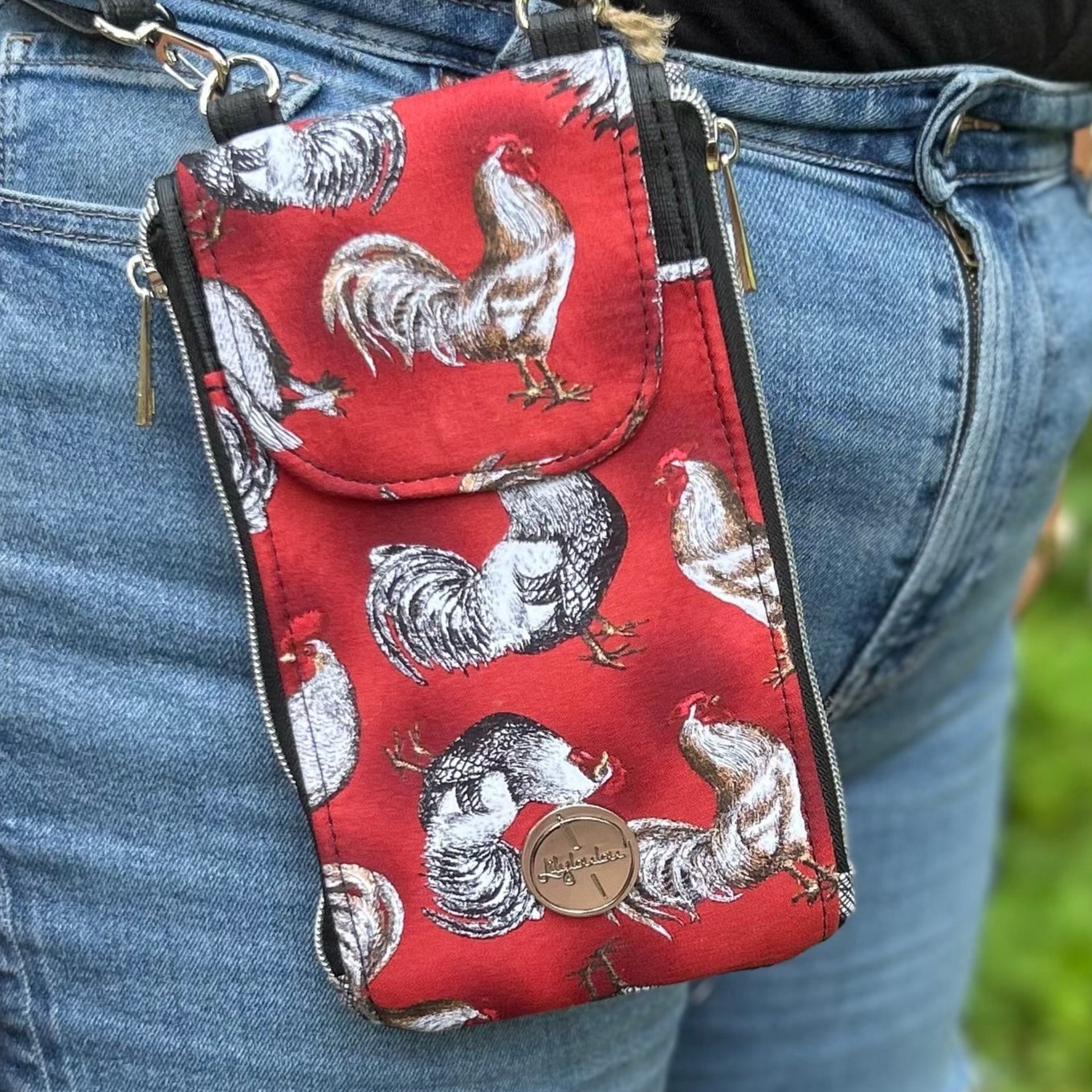 Clutch Crossbody Bag with a Chicken Pattern