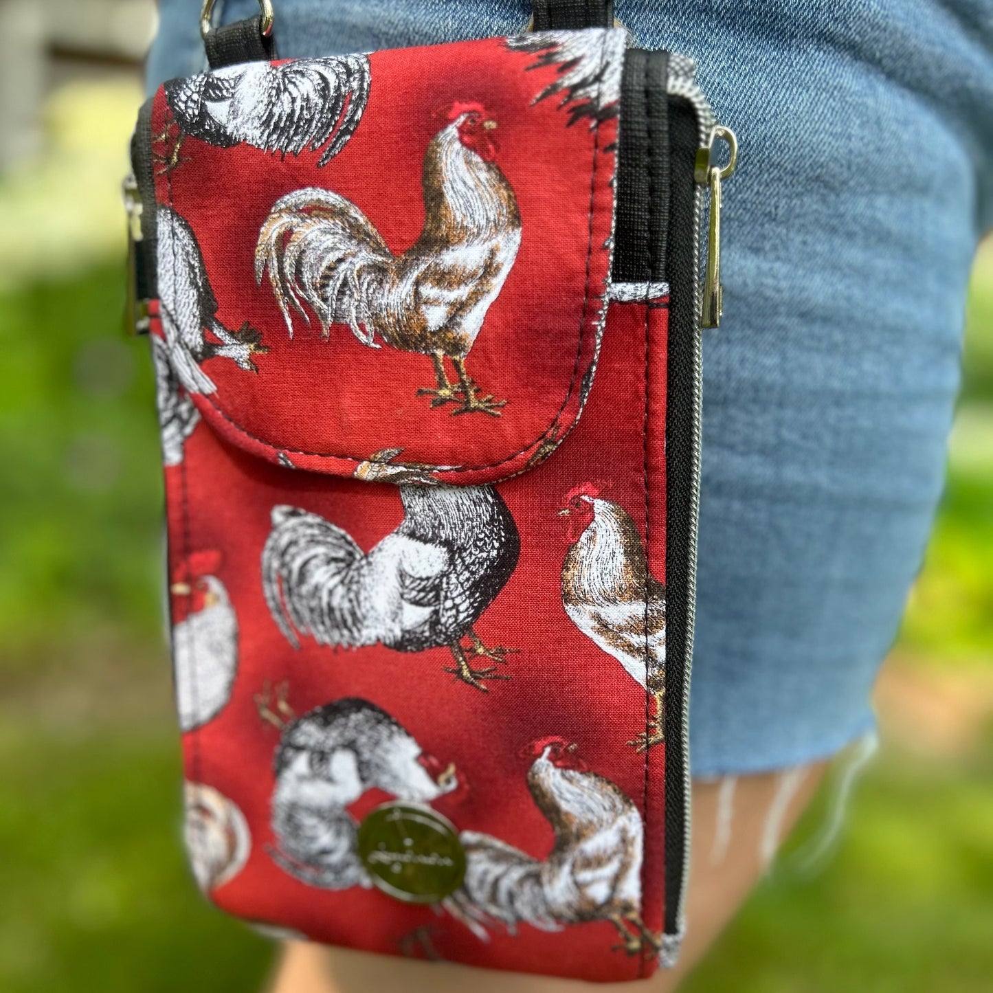 Clutch Crossbody Bag with a Chicken Pattern