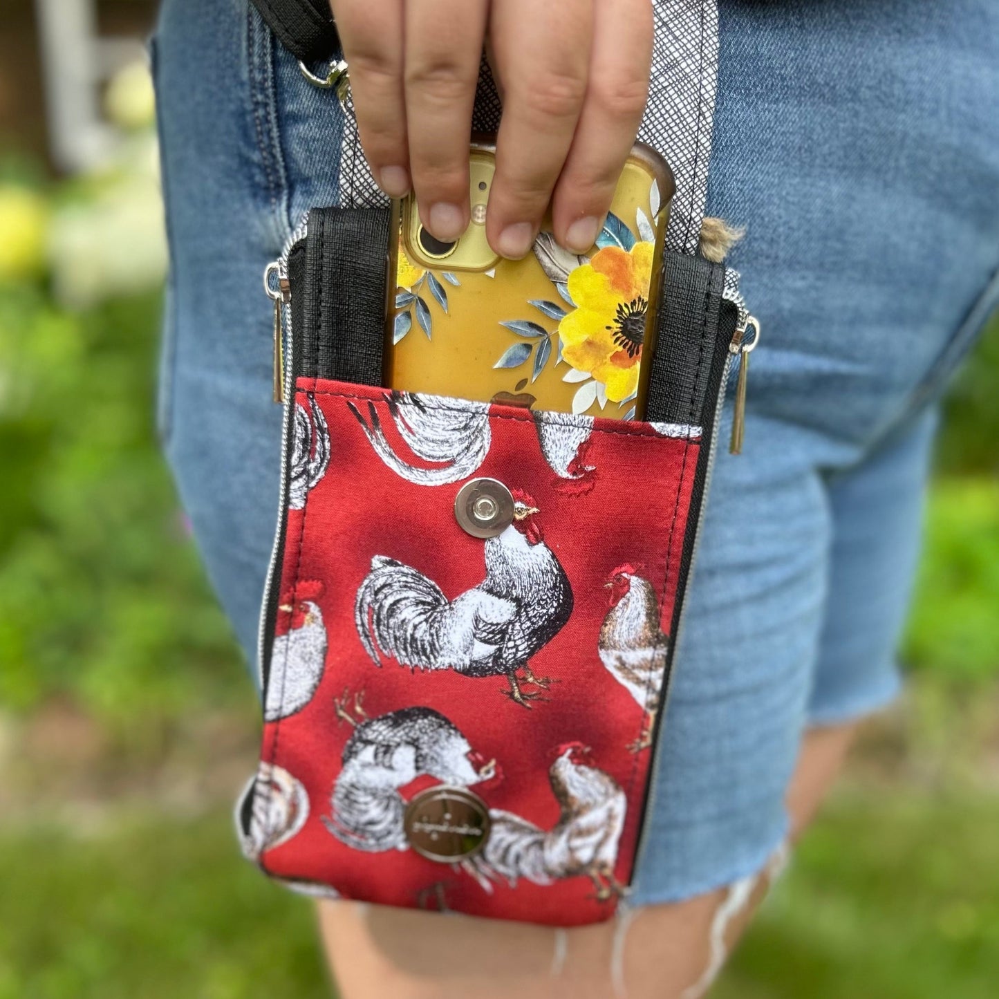 Clutch Crossbody Bag with a Chicken Pattern