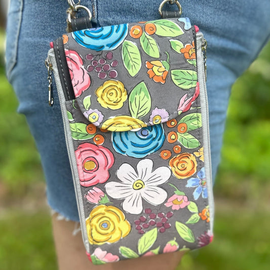 Clutch Crossbody Bag with a Flower Pattern