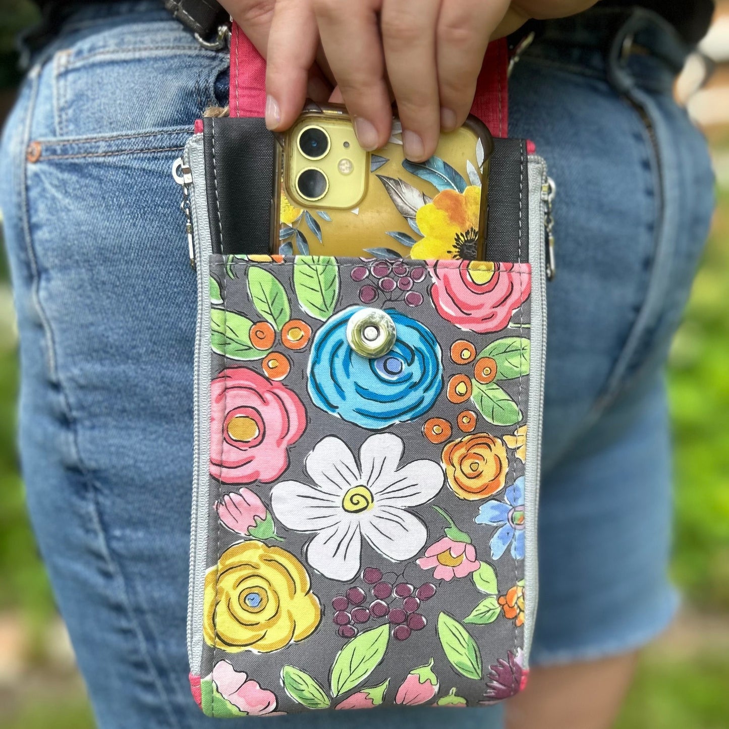 Clutch Crossbody Bag with a Flower Pattern