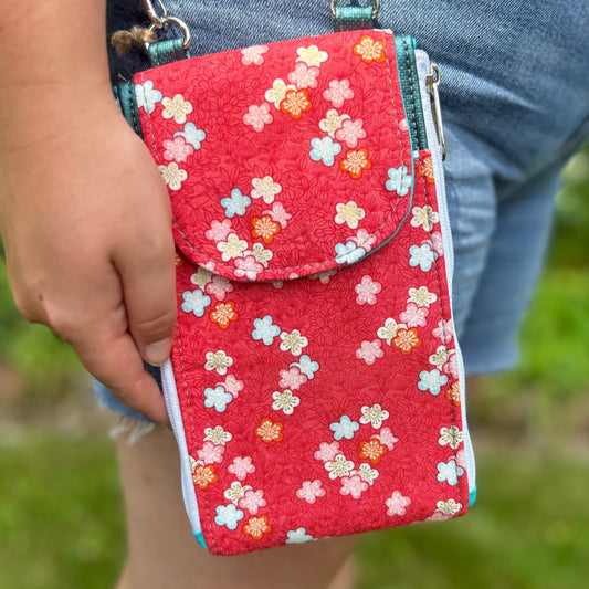 Clutch Crossbody Bag with a Flower Pattern