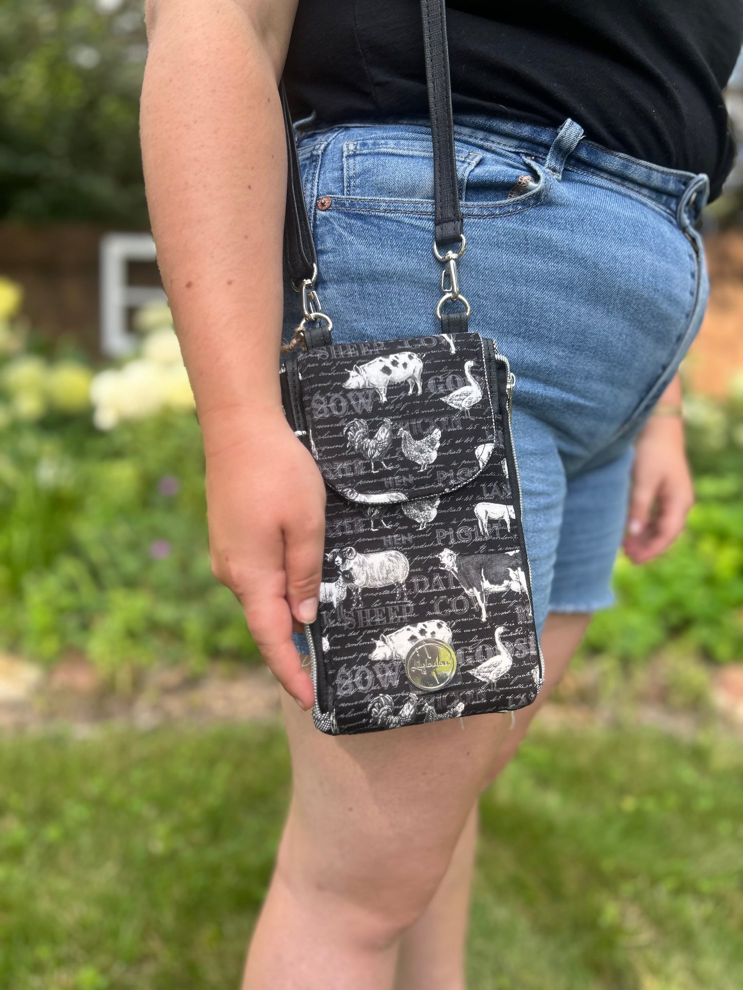 Clutch Crossbody Bag with Farm Animals