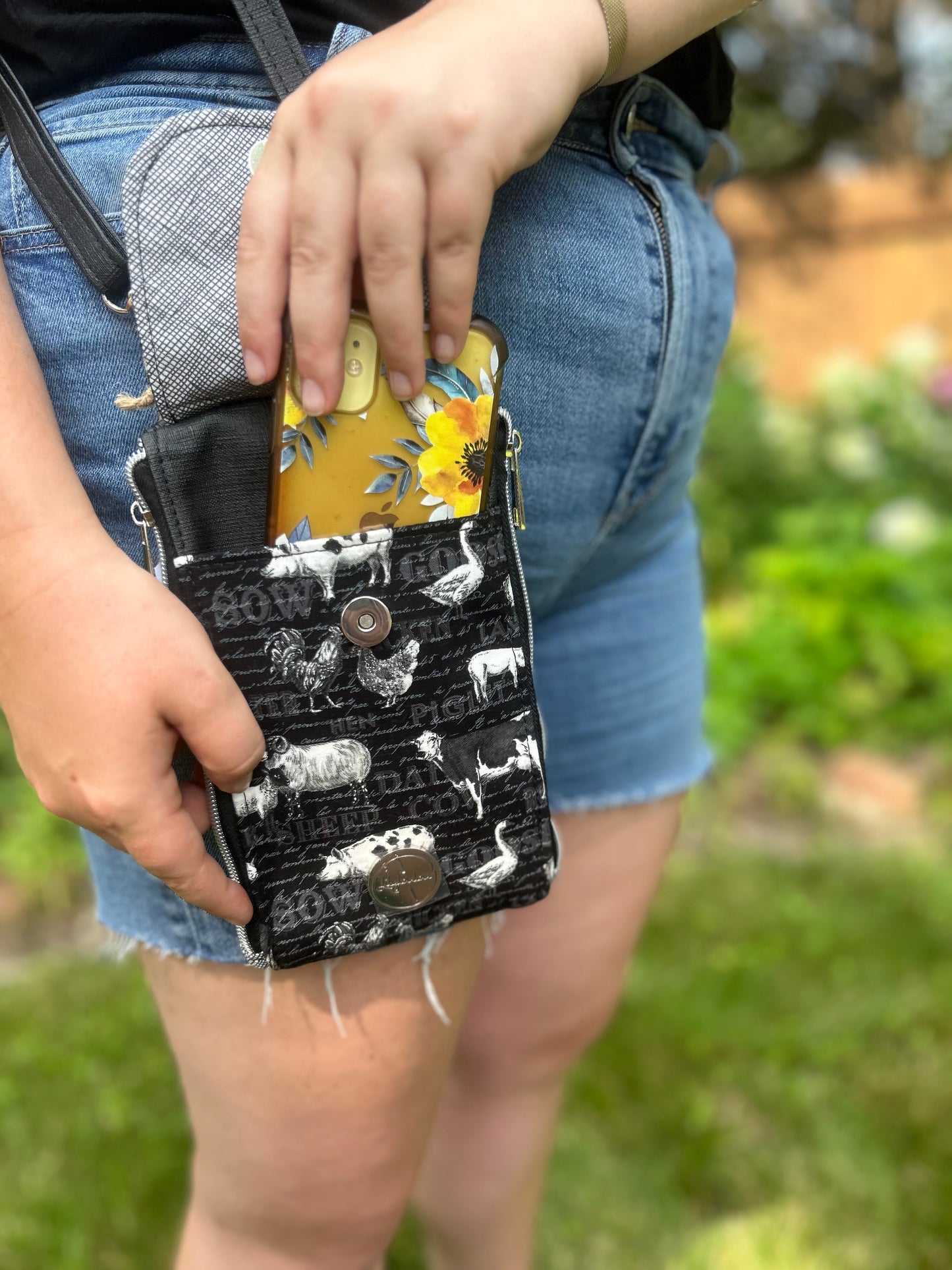 Clutch Crossbody Bag with Farm Animals