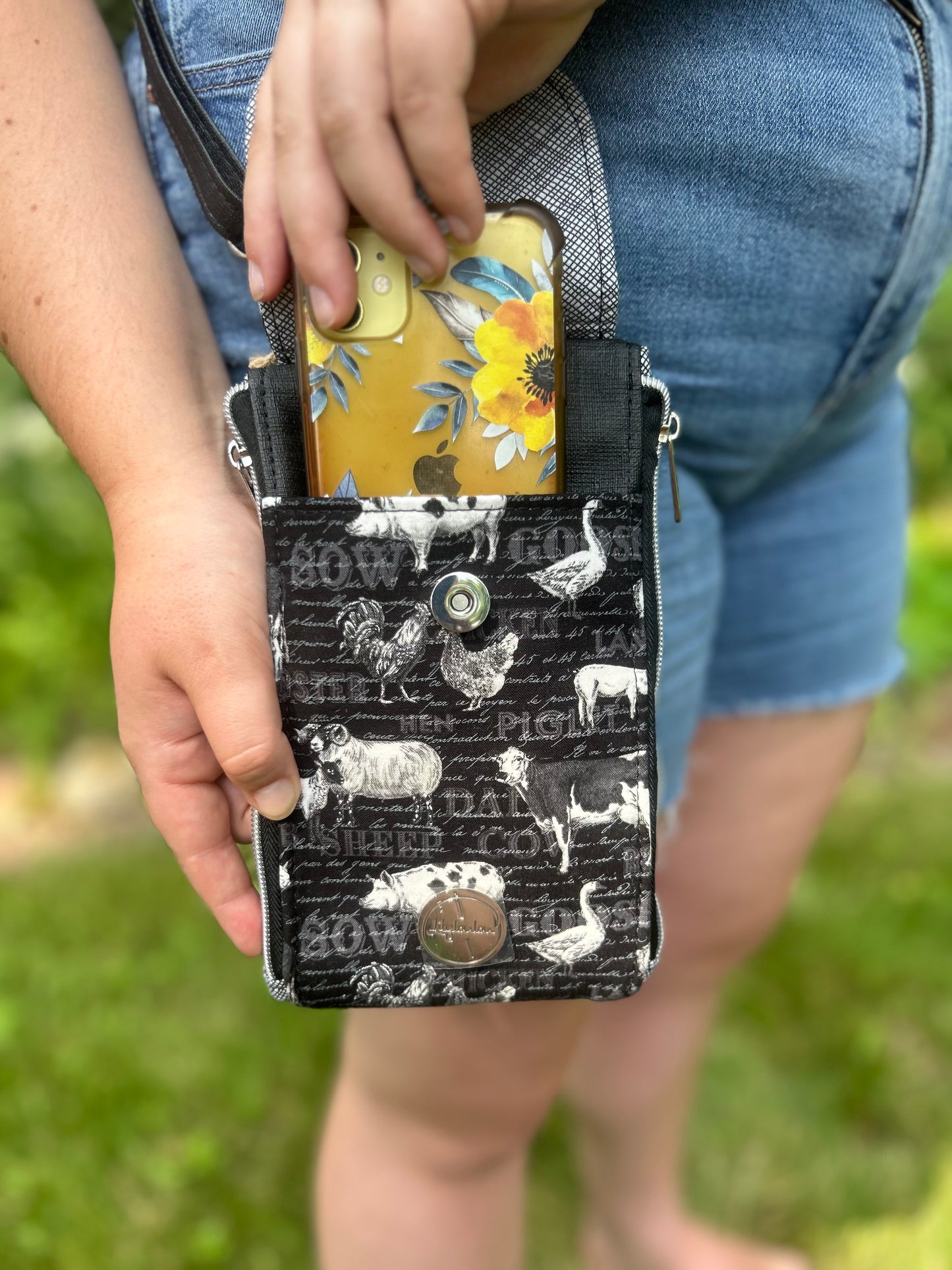 Clutch Crossbody Bag with Farm Animals