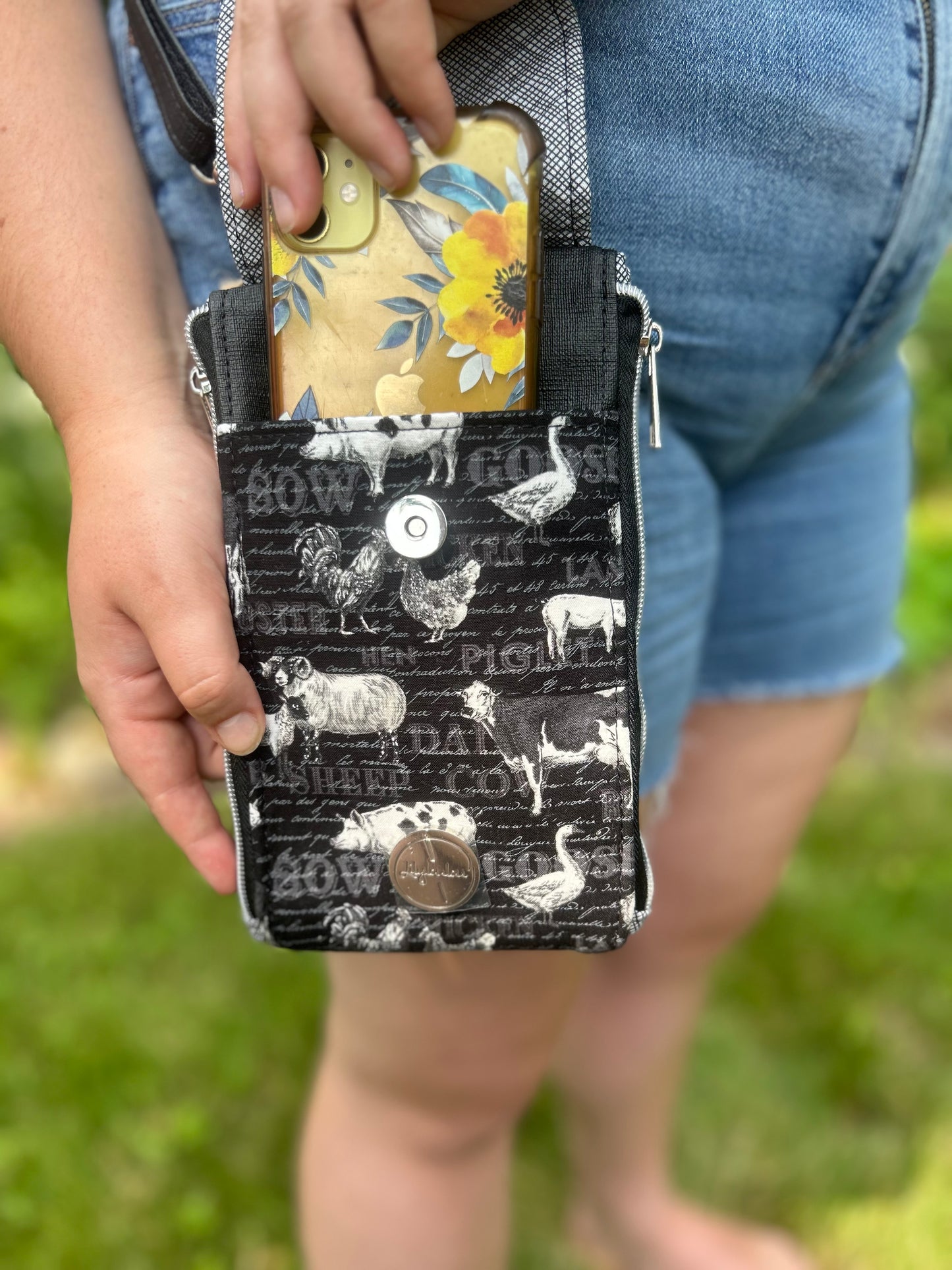 Clutch Crossbody Bag with Farm Animals