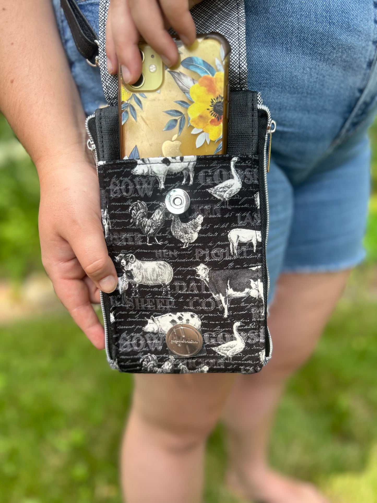 Clutch Crossbody Bag with Farm Animals