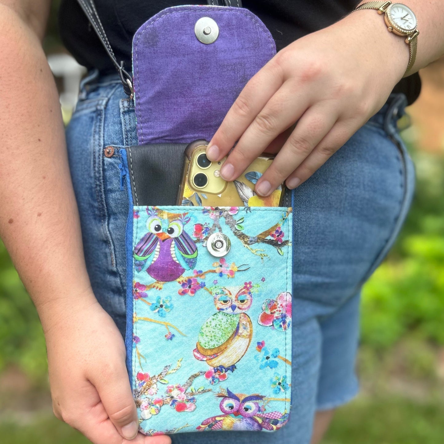 Clutch Crossbody Bag with an Owl Pattern
