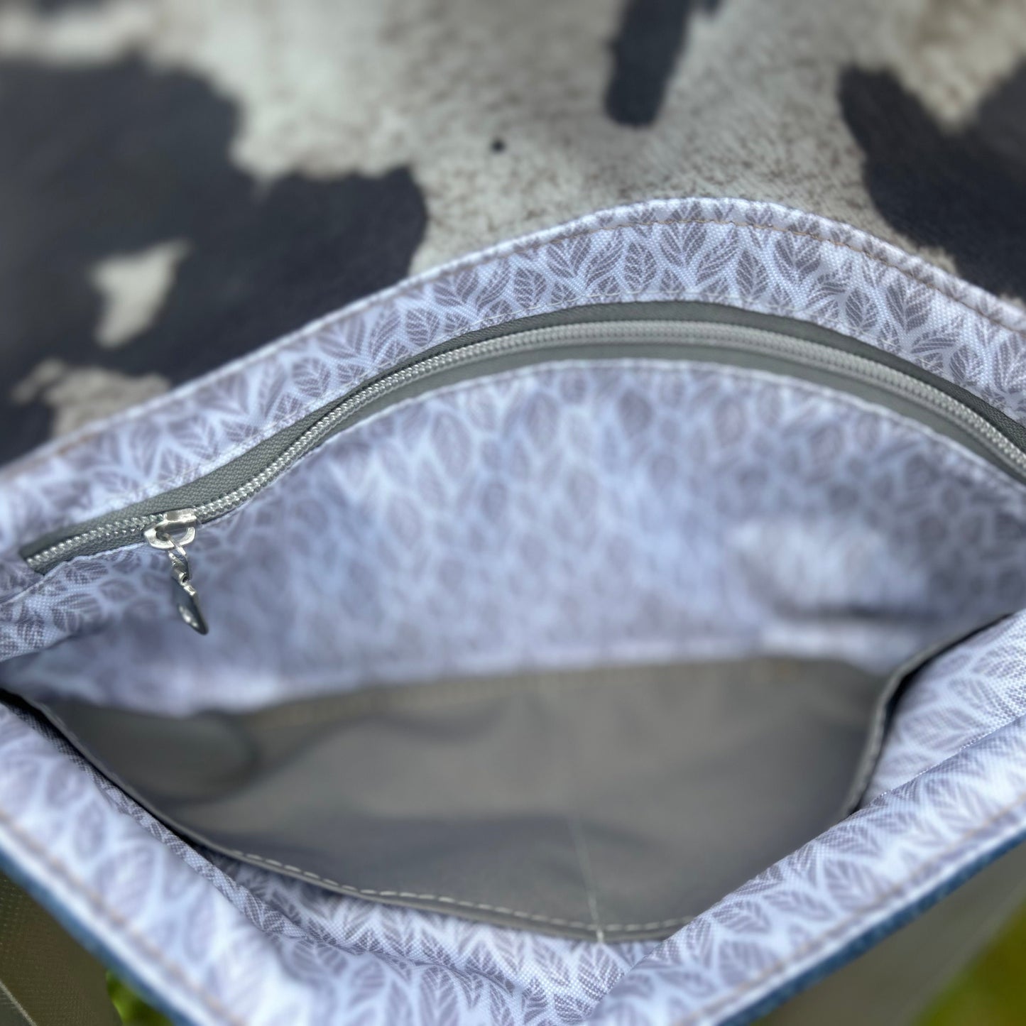 Foldover Crossbody Bag with a Cow Pattern