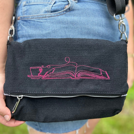 Foldover Crossbody Bag with a Book Design