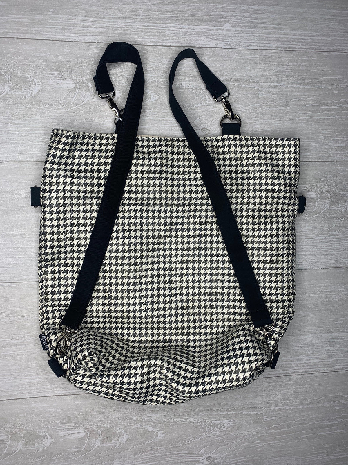 Black and cream houndstooth womans convertible purse, handmade bag, ladies shoulder bag, large purse, womens handbag, women shoulder purse