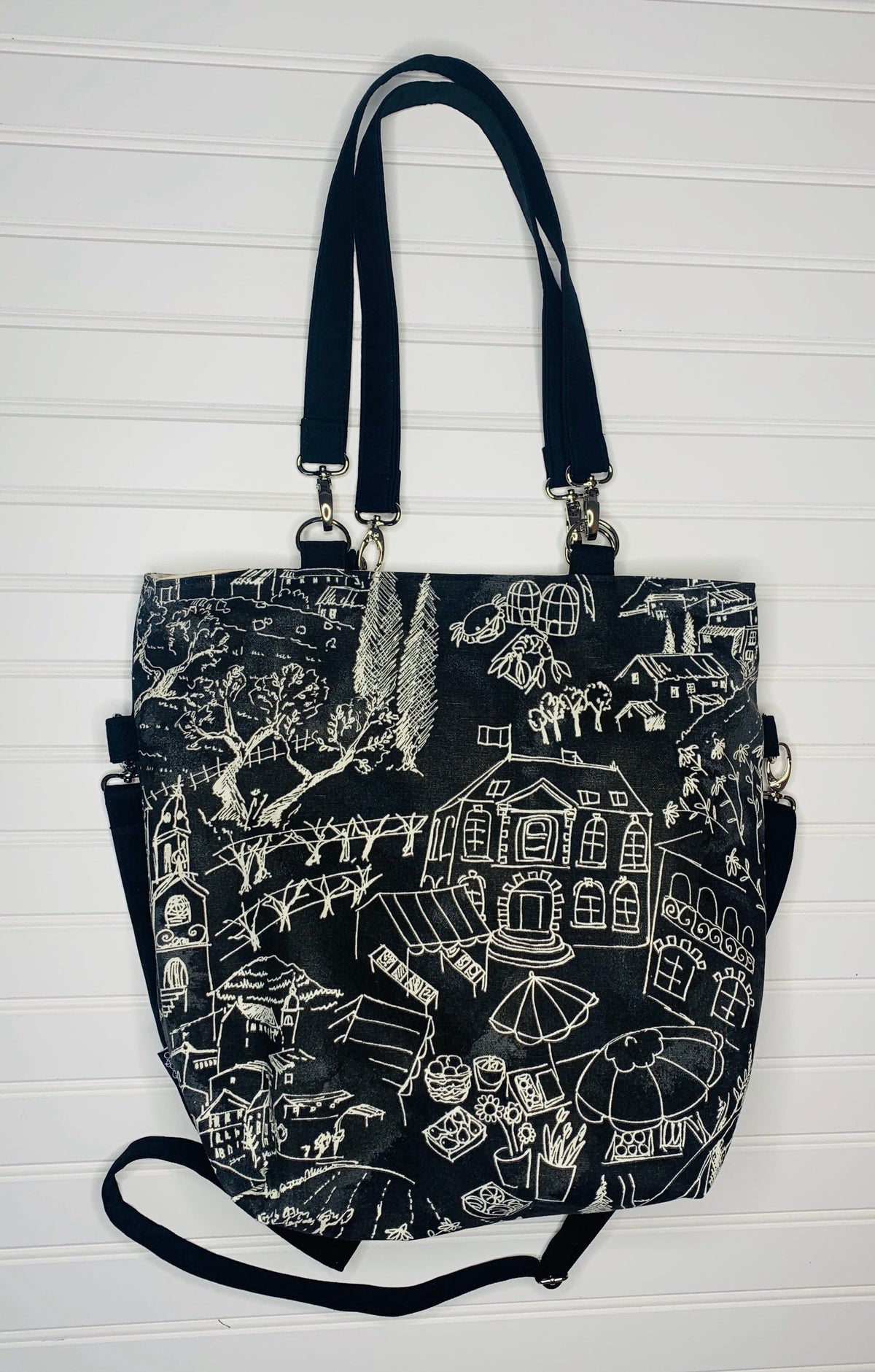 Black and cream convertible womans purse, handmade bag, ladies shoulder bag, large purse,  womens handmade handbag, women shoulder purse