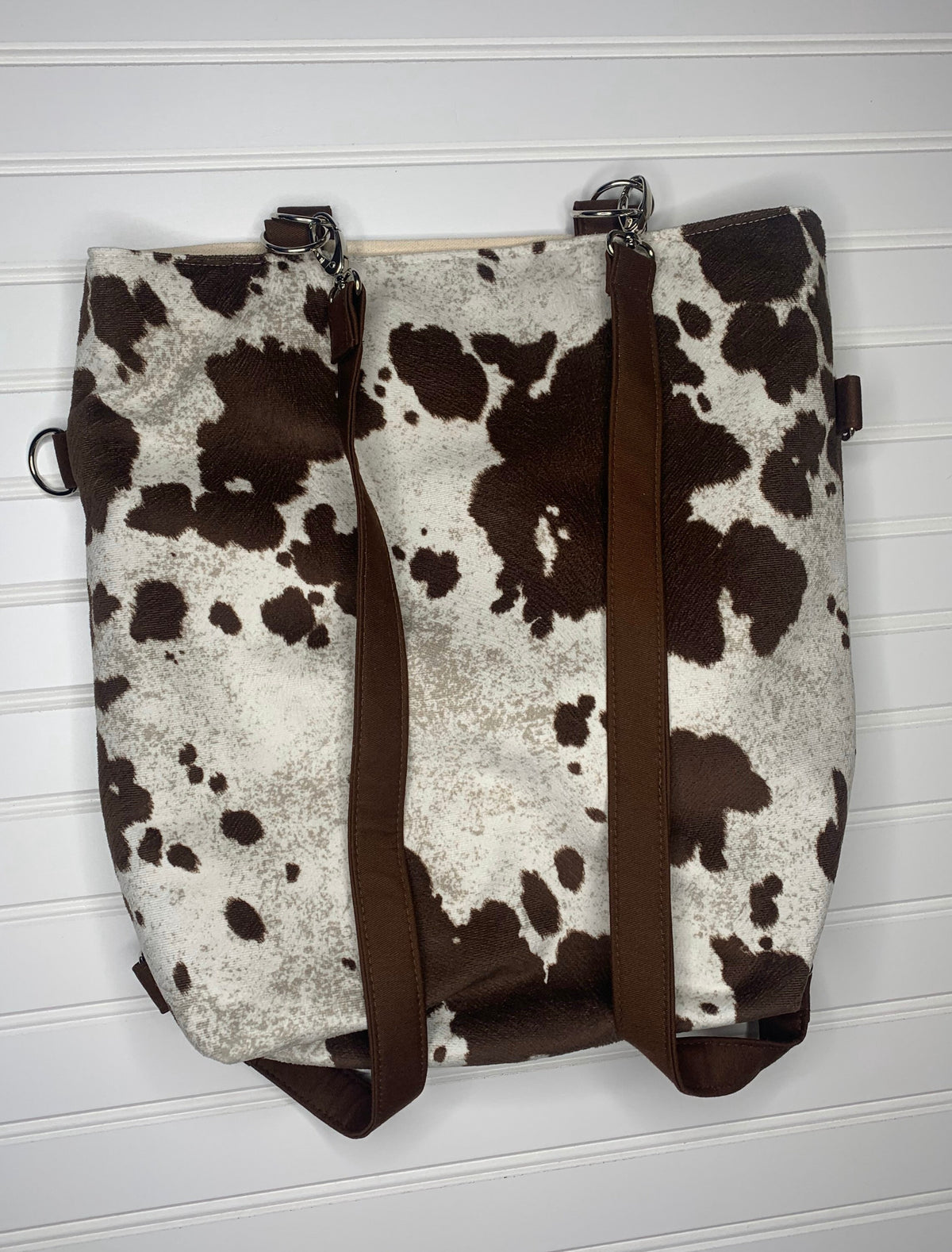 Brown cow print convertible woman's purse, handmade bag, ladies shoulder bag, large purse, women's handmade handbag, women shoulder purse