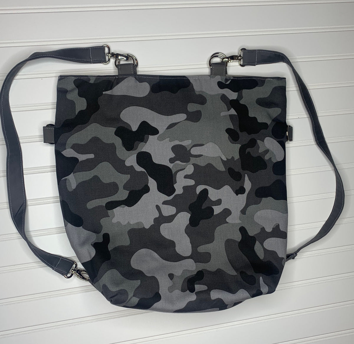 Gray camouflage convertible woman's purse, handmade bag, ladies shoulder bag, large purse, womens handmade handbag, women shoulder purse