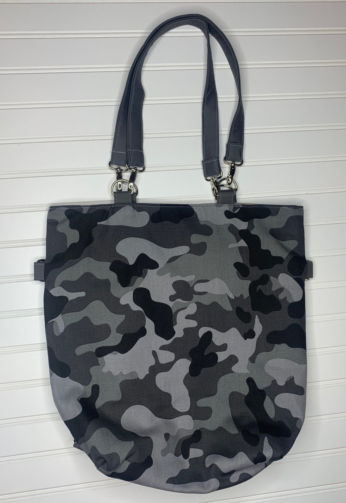Gray camouflage convertible woman's purse, handmade bag, ladies shoulder bag, large purse, womens handmade handbag, women shoulder purse