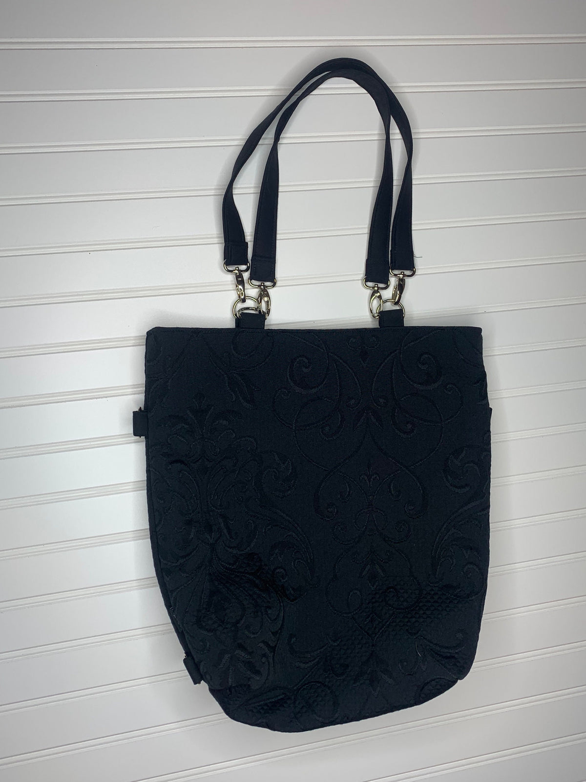 Black convertible handbag with slight floral pattern, handmade bag, ladies shoulder bag, large purse, women shoulder purse