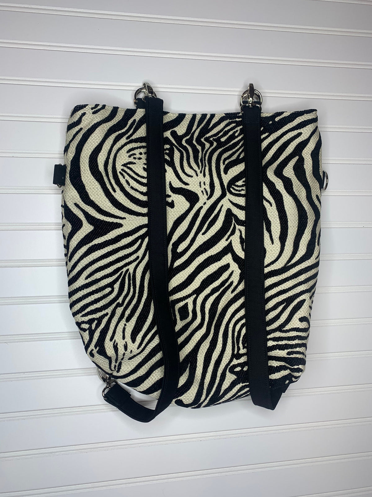 Black and cream zebra print convertible woman's purse, handmade bag, ladies shoulder bag, large purse, women shoulder purse