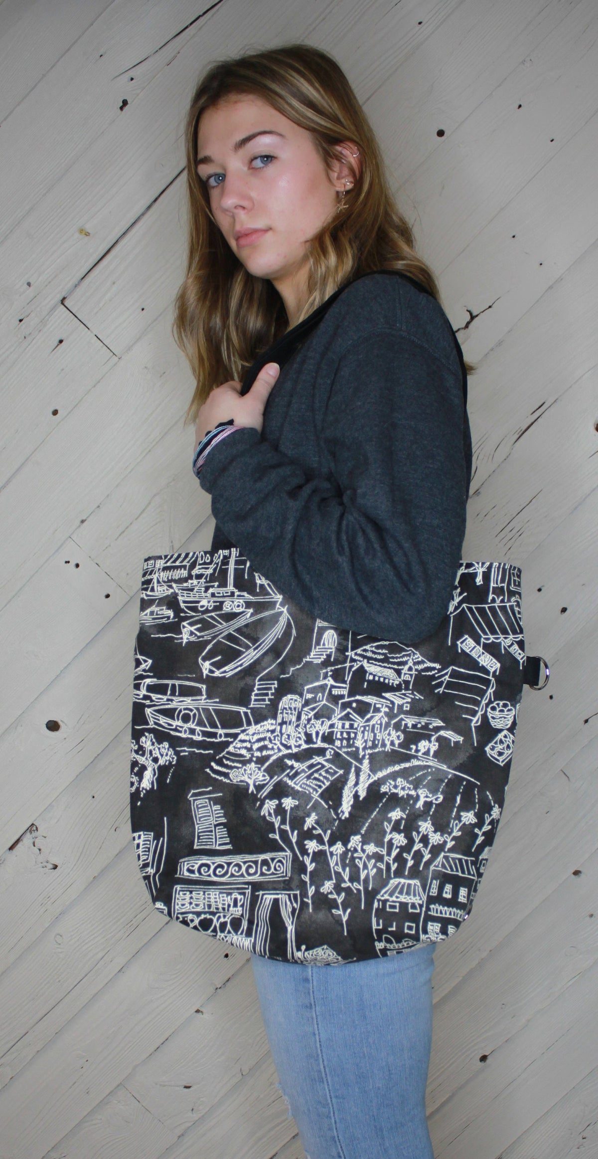 Black and cream convertible womans purse, handmade bag, ladies shoulder bag, large purse,  womens handmade handbag, women shoulder purse
