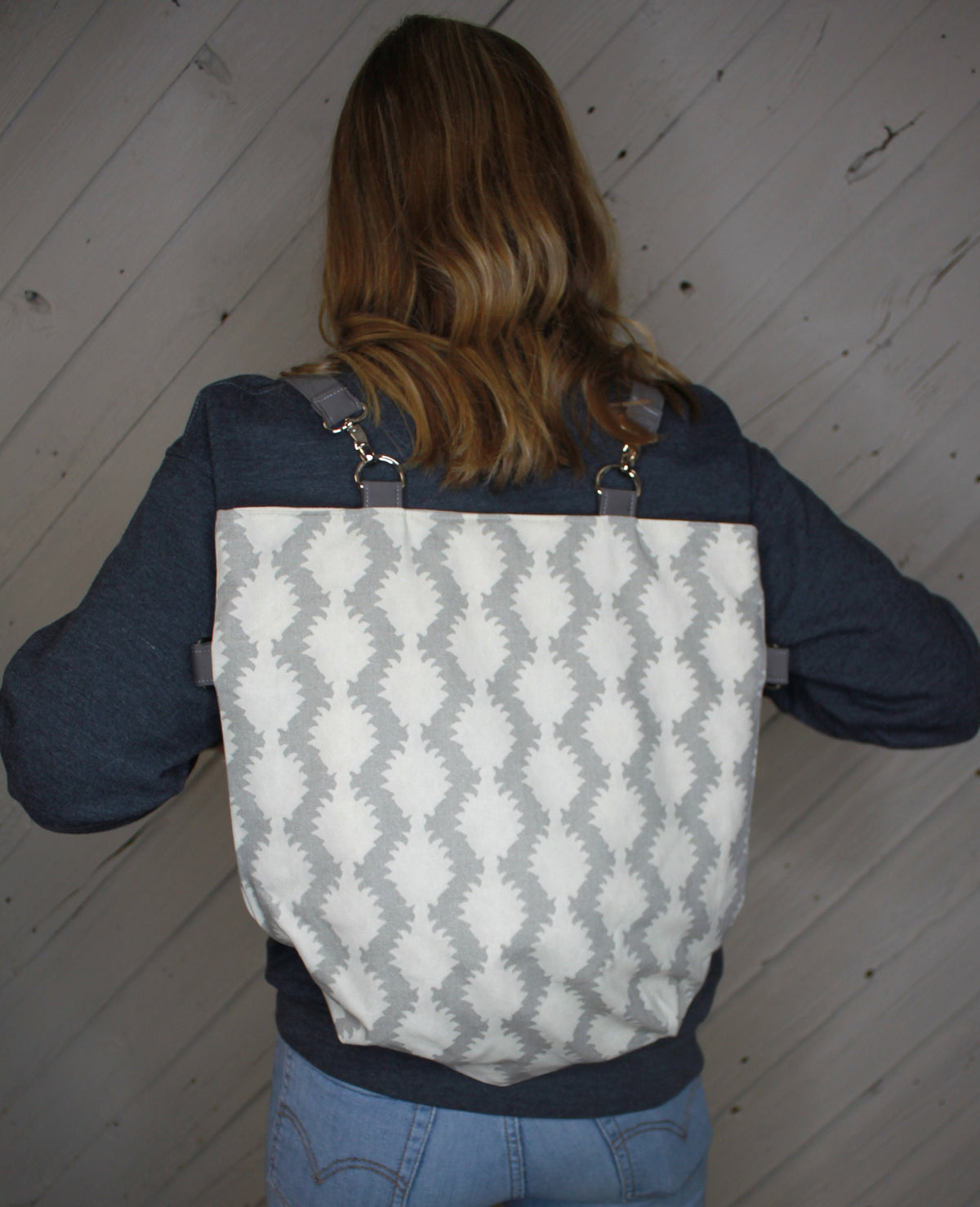 Gray and cream convertible womans purse, handmade bag, ladies shoulder bag, large purse, designer bag, women shoulder purse