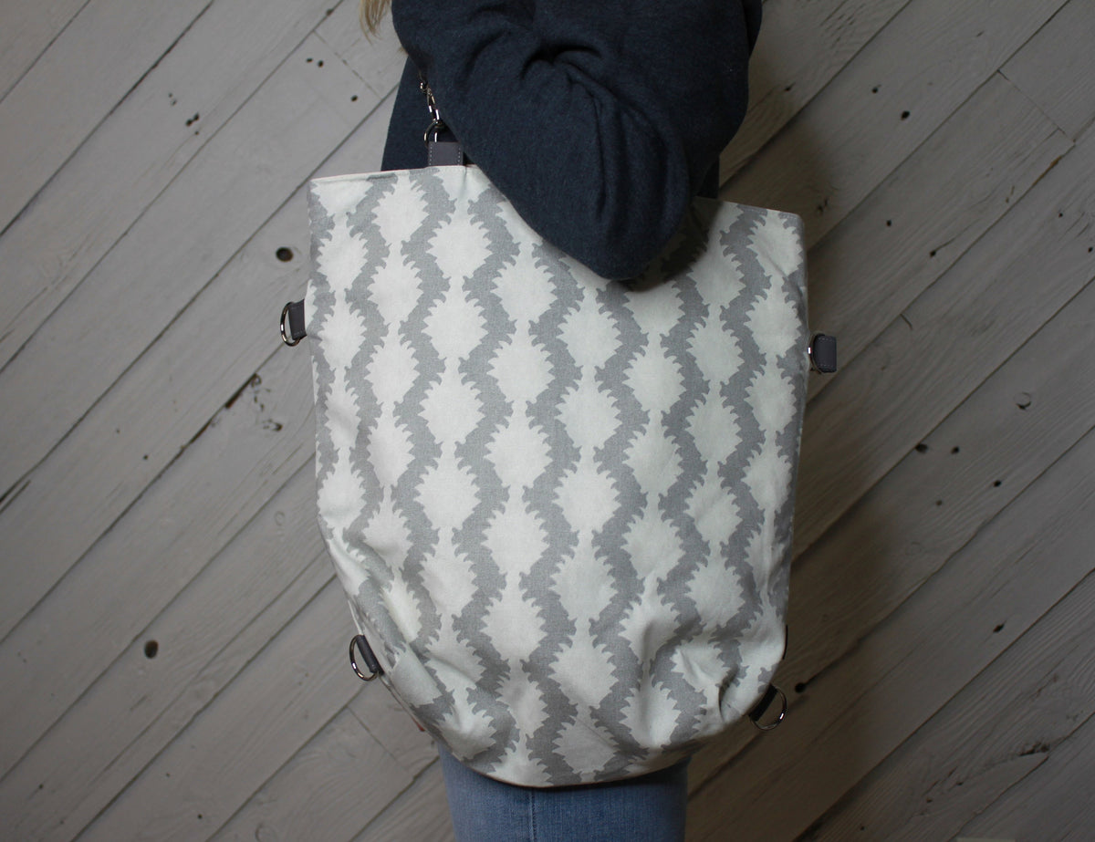 Gray and cream convertible womans purse, handmade bag, ladies shoulder bag, large purse, designer bag, women shoulder purse