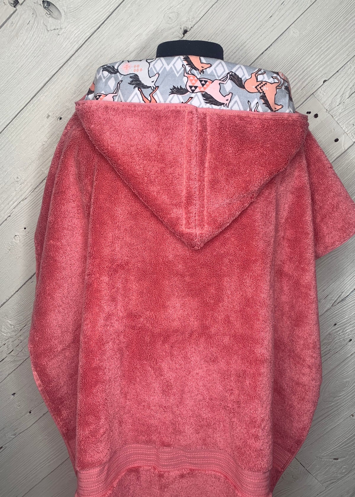 Horse hooded bath towel or bath poncho, toddler hooded towel, kids personalized bath towel, girl hoodie towel