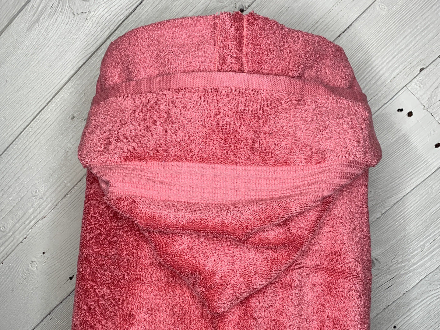 Adult Hooded Bath Towel, Rose Pink, No Flannel Hood Lining