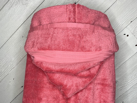 Adult Hooded Bath Towel, Rose Pink, No Flannel Hood Lining