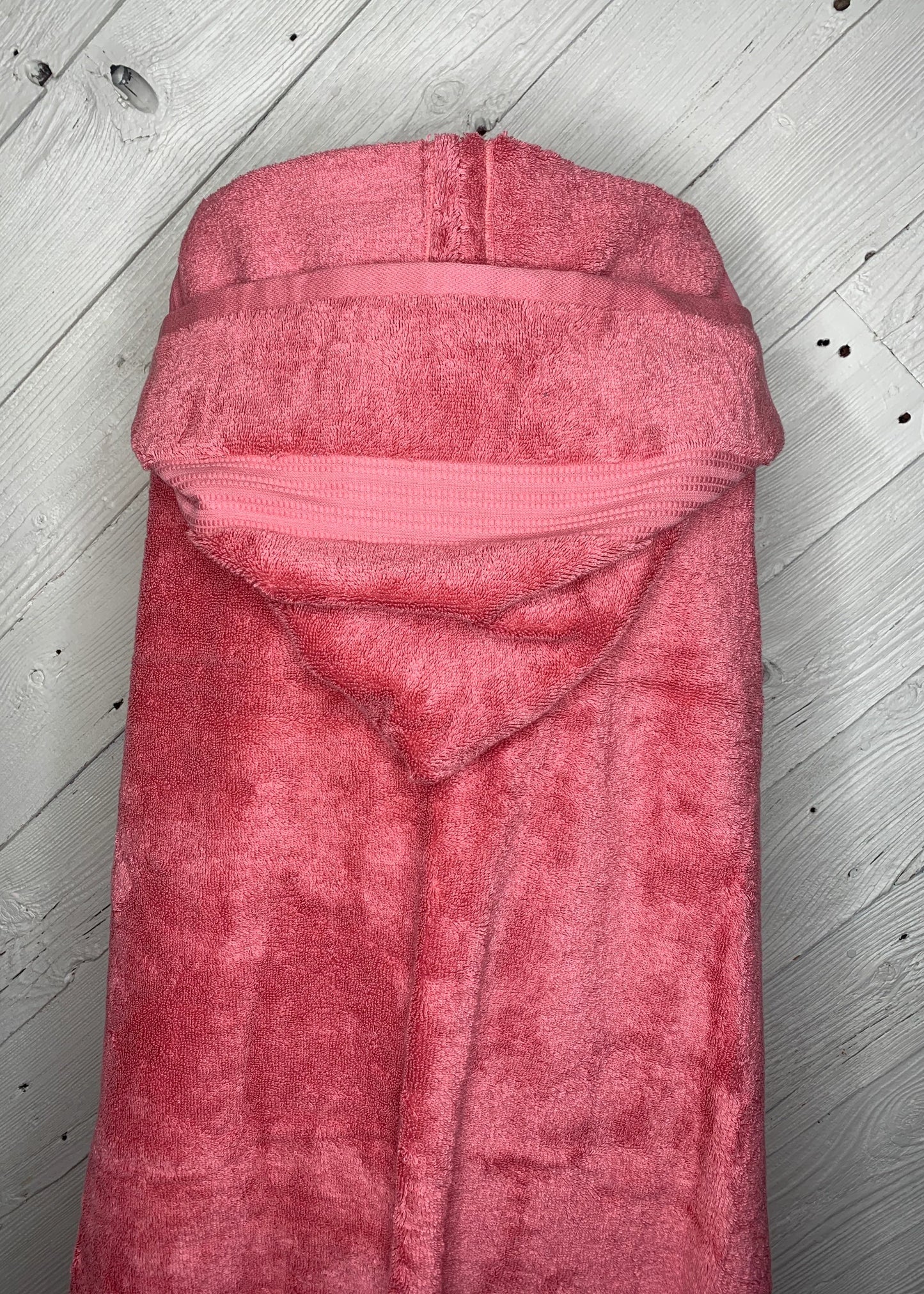 Adult Hooded Bath Towel, Rose Pink, No Flannel Hood Lining
