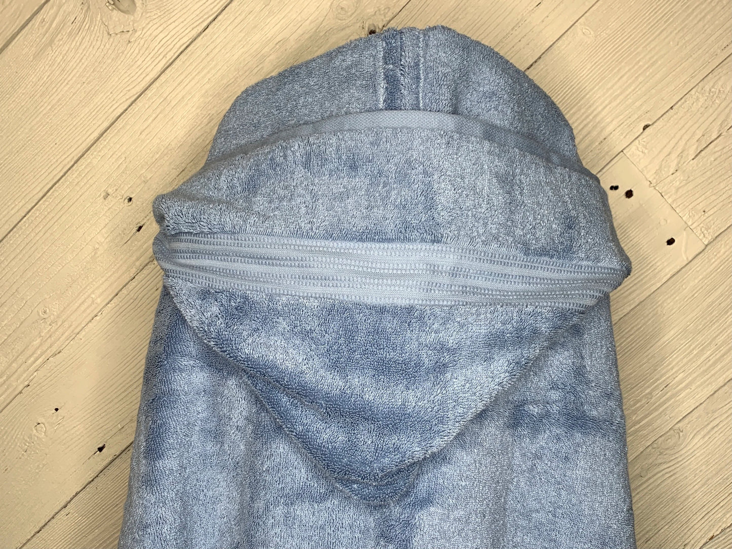 Adult Hooded Bath Towel, Water Blue, No Flannel Hood Lining