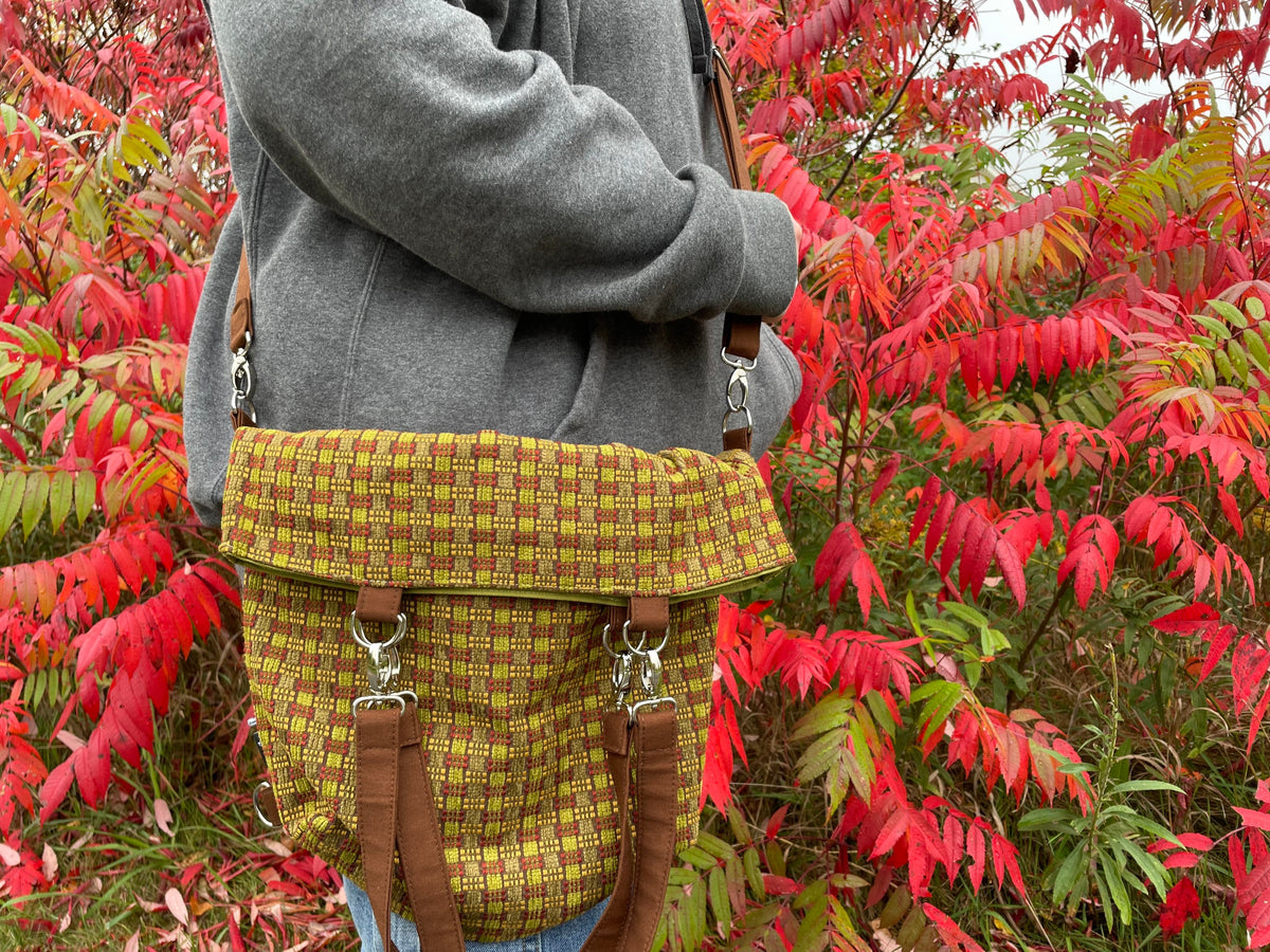 Convertible woman's purse with fall colors, handmade bag, ladies shoulder bag, large purse,  women shoulder purse