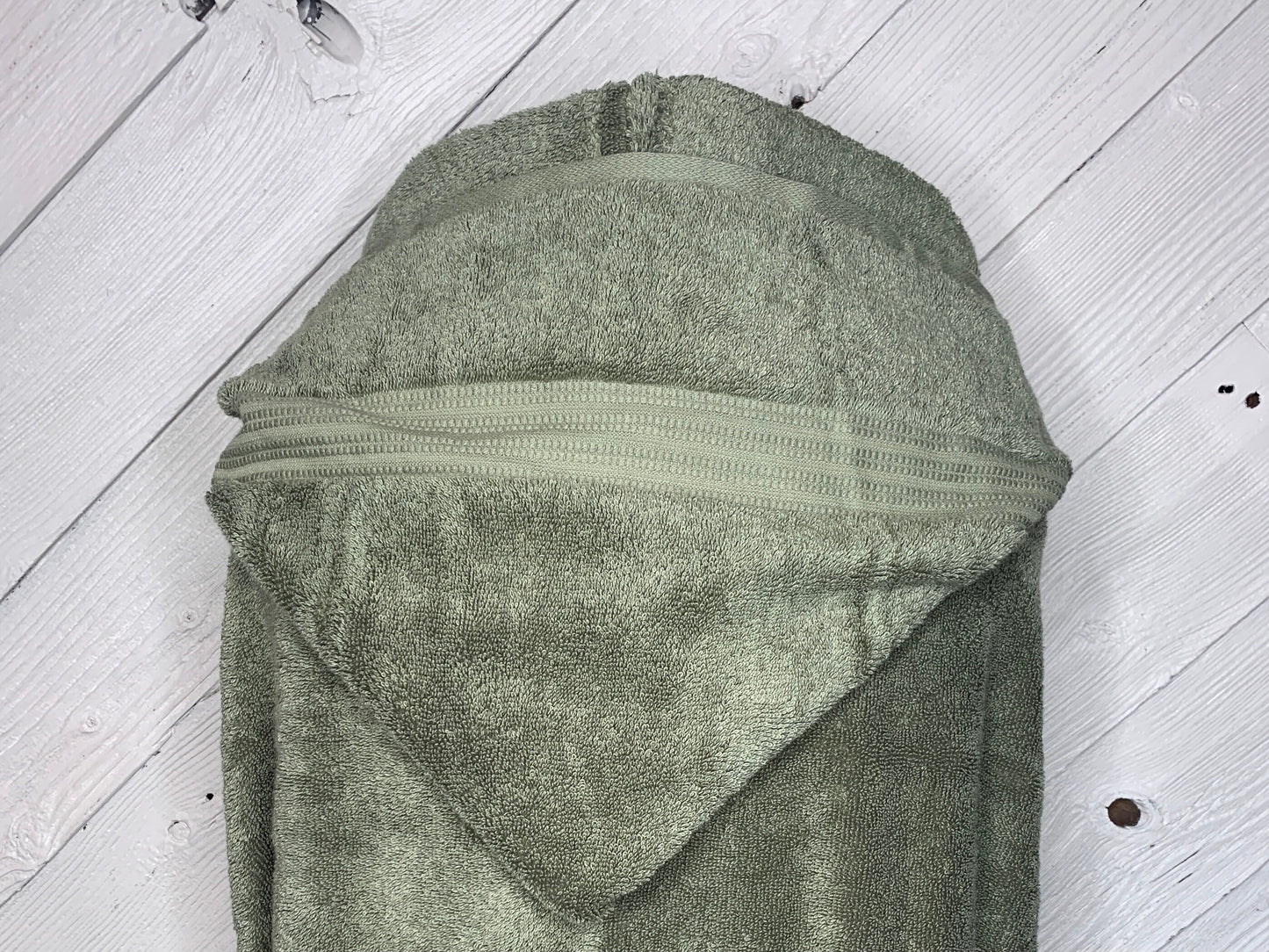 Adult Hooded Bath Towel, Olive, No Flannel Hood Lining