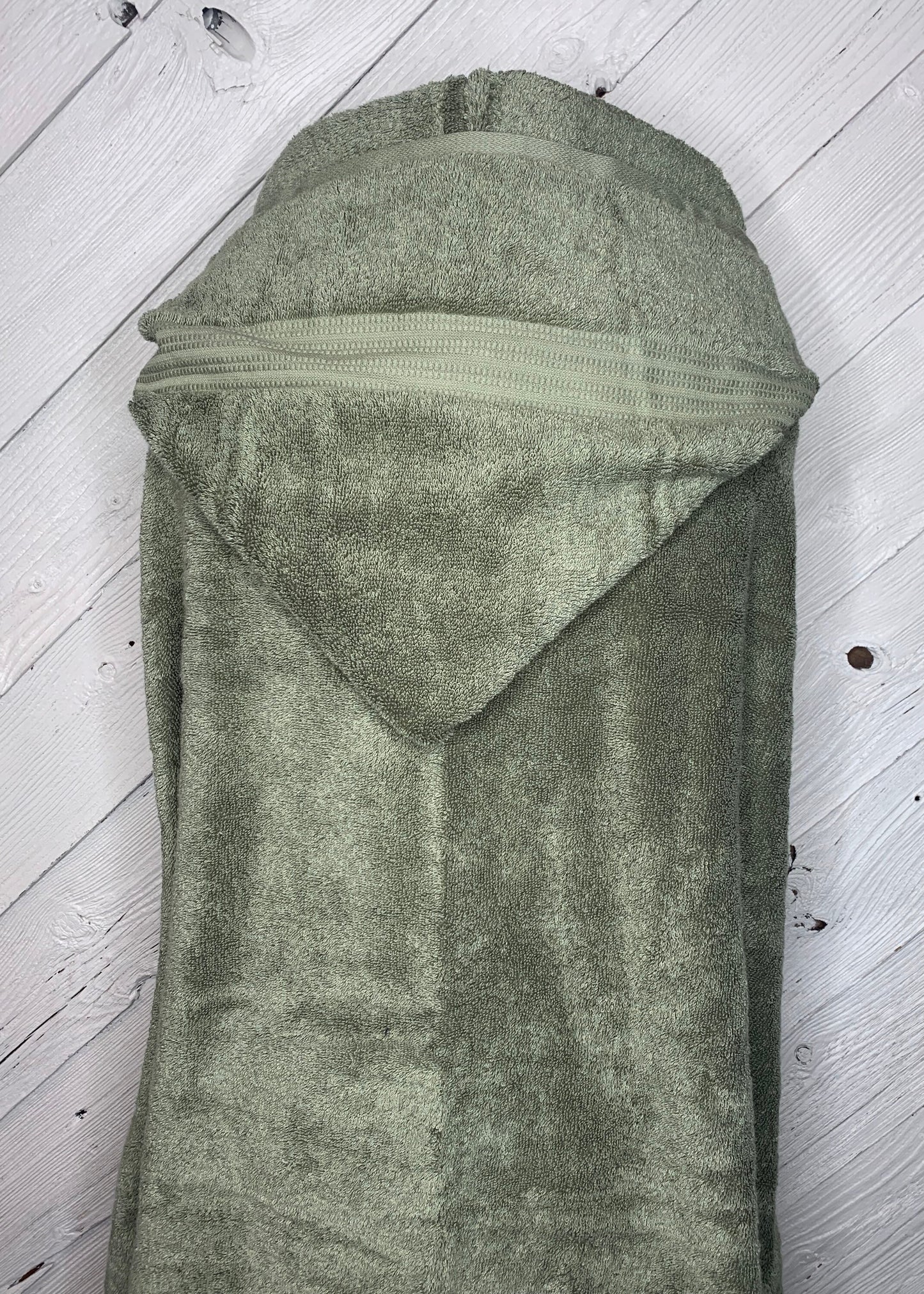 Adult Hooded Bath Towel, Olive, No Flannel Hood Lining