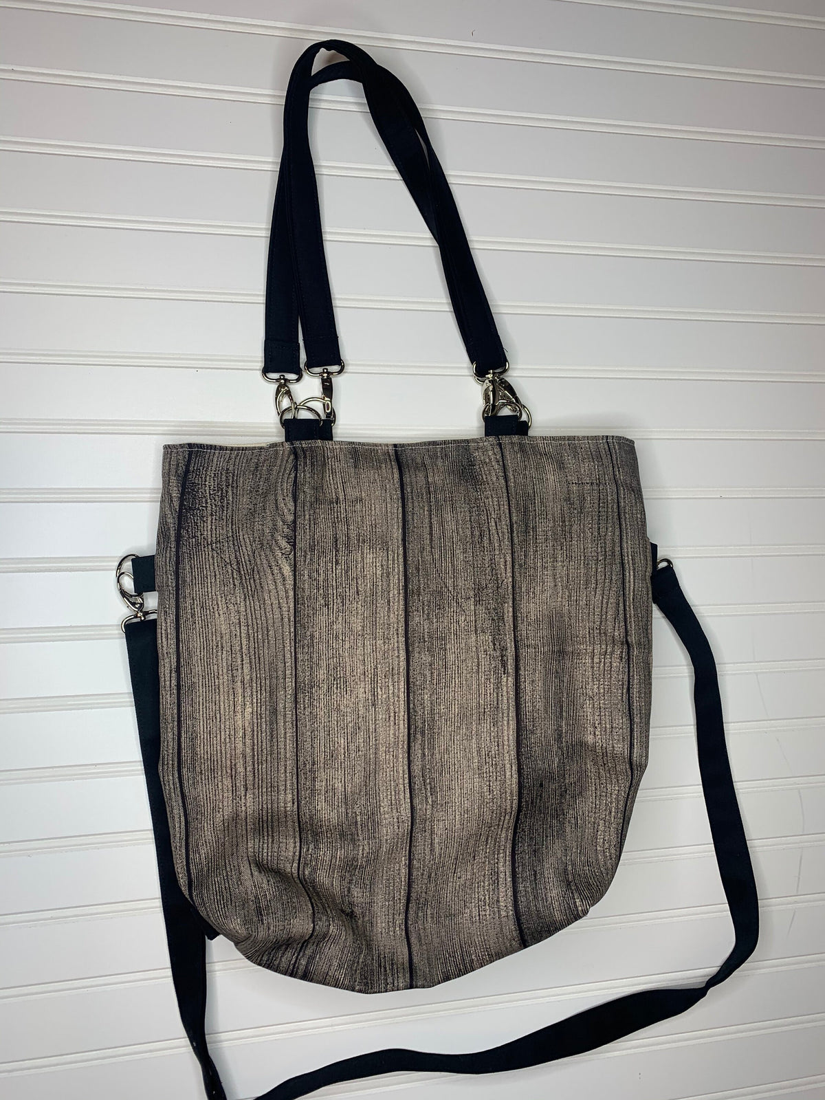 Convertible woman's purse with wood pattern fabric, handmade bag, ladies shoulder bag, large purse,  women shoulder purse