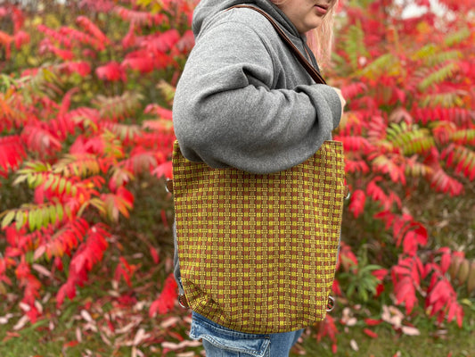 Convertible woman's purse with fall colors, handmade bag, ladies shoulder bag, large purse,  women shoulder purse