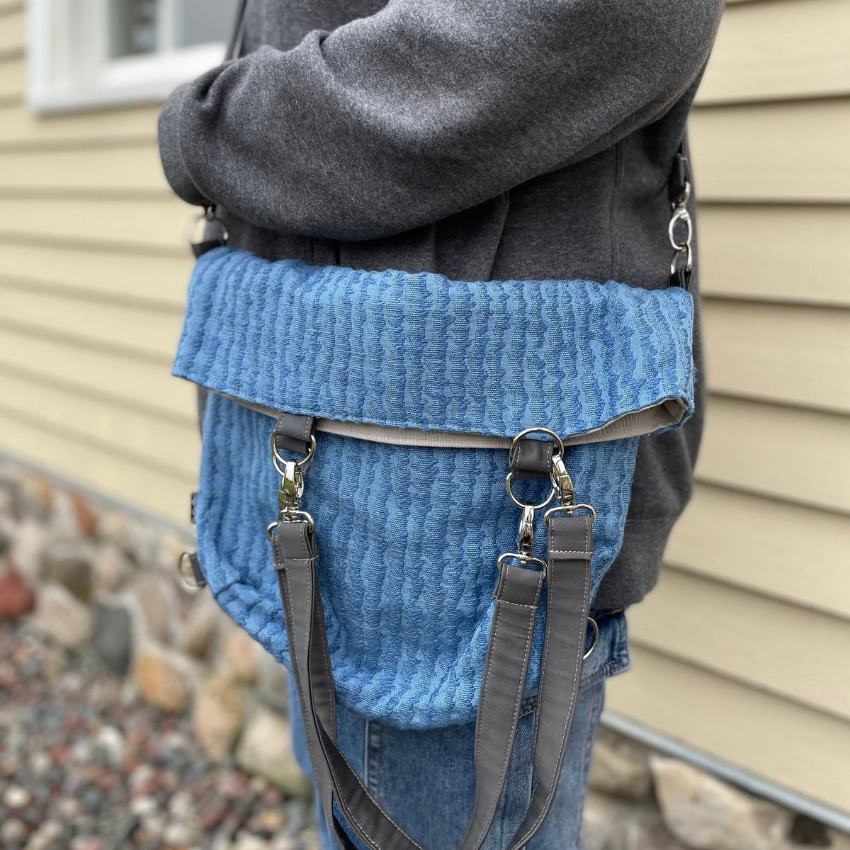 Blue convertible woman's purse, handmade bag, ladies shoulder bag, women's handmade handbag, women shoulder purse