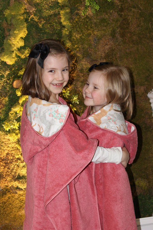Hooded towel or poncho with flowers and horses, girl hoodie towel, personalized kids beach towel, hooded towel poncho