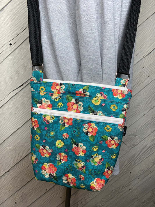 Floral crossbody purse, women's crossbody bag, hipster bag, messenger bag, adjustable crossbody bag, women's handbag