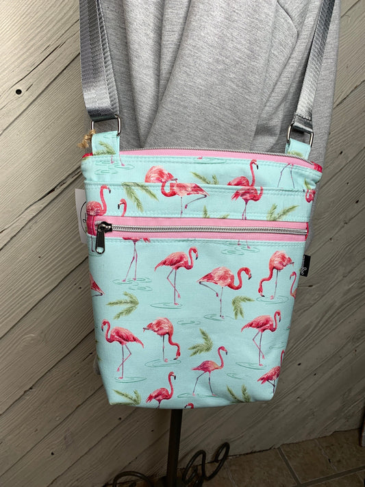 Flamingo crossbody purse, women's crossbody bag, hipster bag, adjustable crossbody bag, women's handbag