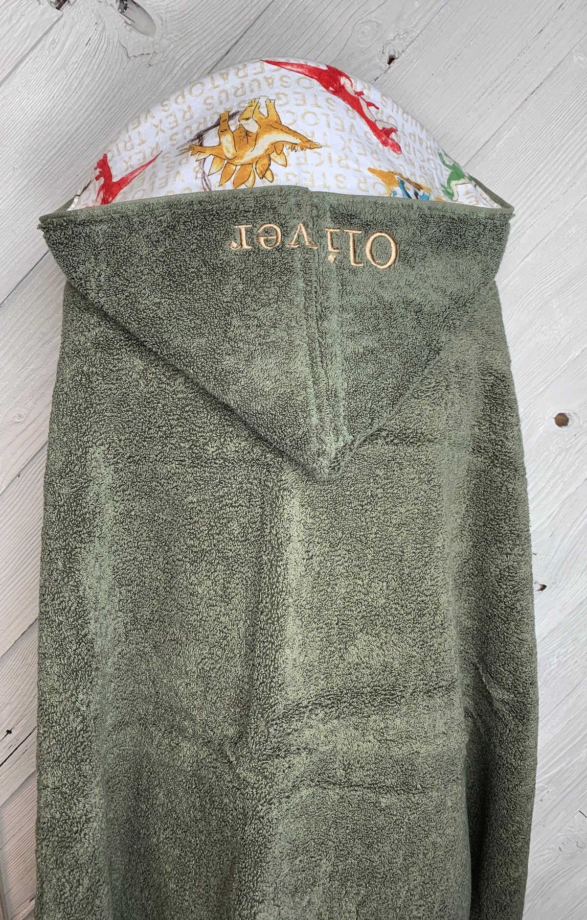 Kids hooded towel or hooded poncho towel with dinosaurs, personalized beach towel, boy bath towel, kids pool wrap, toddler beach