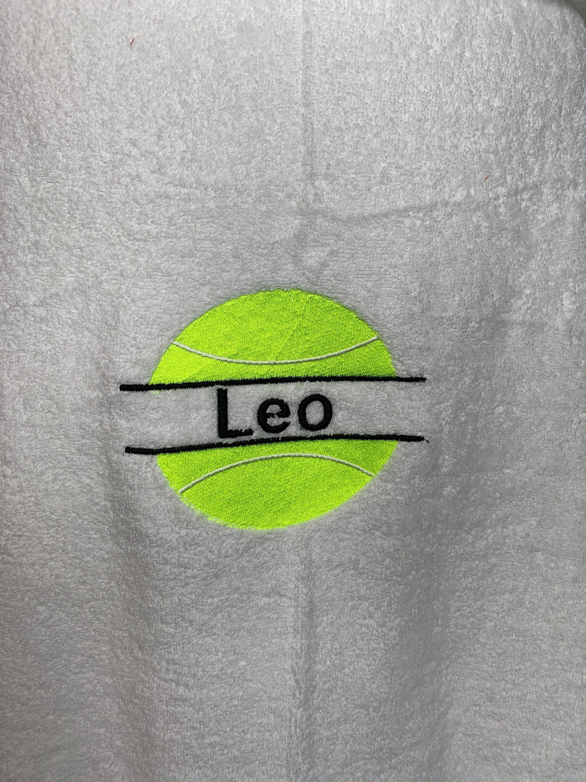 Tennis hooded bath towel for teens or adults, personalized adult hooded beach towel, full size towel, teen bath towel, teen beach towel